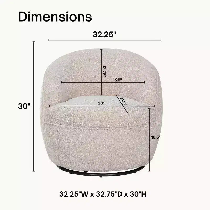 Poltrona a botte girevole a 360° in finto montone – Accogliente poltrona imbottita con base in metallo