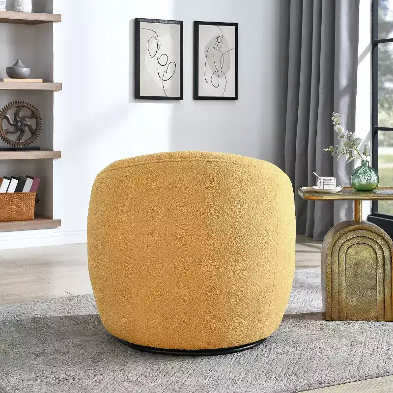 Poltrona a botte girevole a 360° in finto montone – Accogliente poltrona imbottita con base in metallo