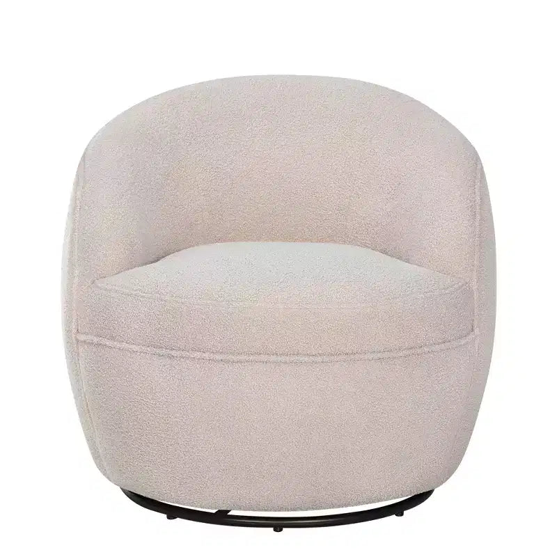 Poltrona a botte girevole a 360° in finto montone – Accogliente poltrona imbottita con base in metallo