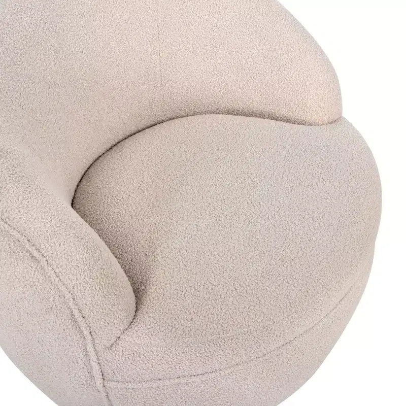 Poltrona a botte girevole a 360° in finto montone – Accogliente poltrona imbottita con base in metallo