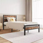 Struttura Letto con Testiera in Legno Rustico Vintage e Robuste Doghe in Metallo – Nessuna Rete a Molle Necessaria