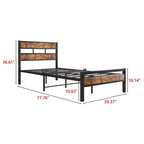Struttura Letto con Testiera in Legno Rustico Vintage e Robuste Doghe in Metallo – Nessuna Rete a Molle Necessaria