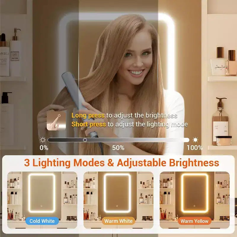 Toeletta con Specchio, Mobile Trucco con Cassetti e Stazione di Ricarica, 3 Colori di Illuminazione Regolabili