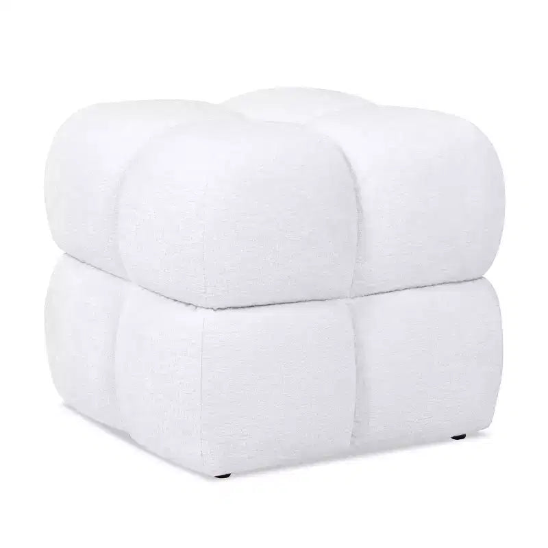 Pouf imbottito trapuntato quadrato da 53 cm – Poggiapiedi in ciniglia e velluto, nessun assemblaggio richiesto