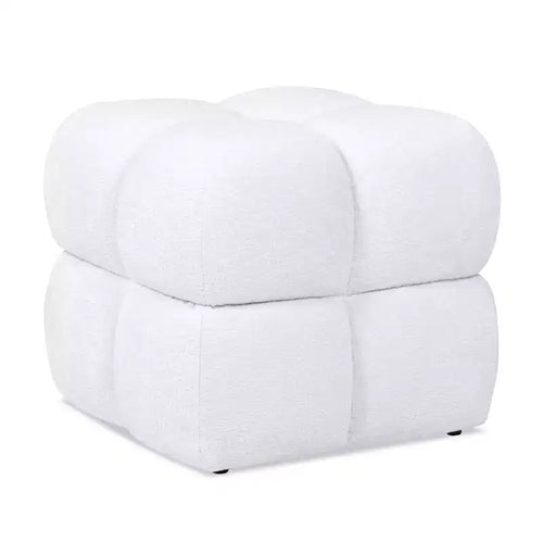 Pouf imbottito trapuntato quadrato da 53 cm – Poggiapiedi in ciniglia e velluto, nessun assemblaggio richiesto