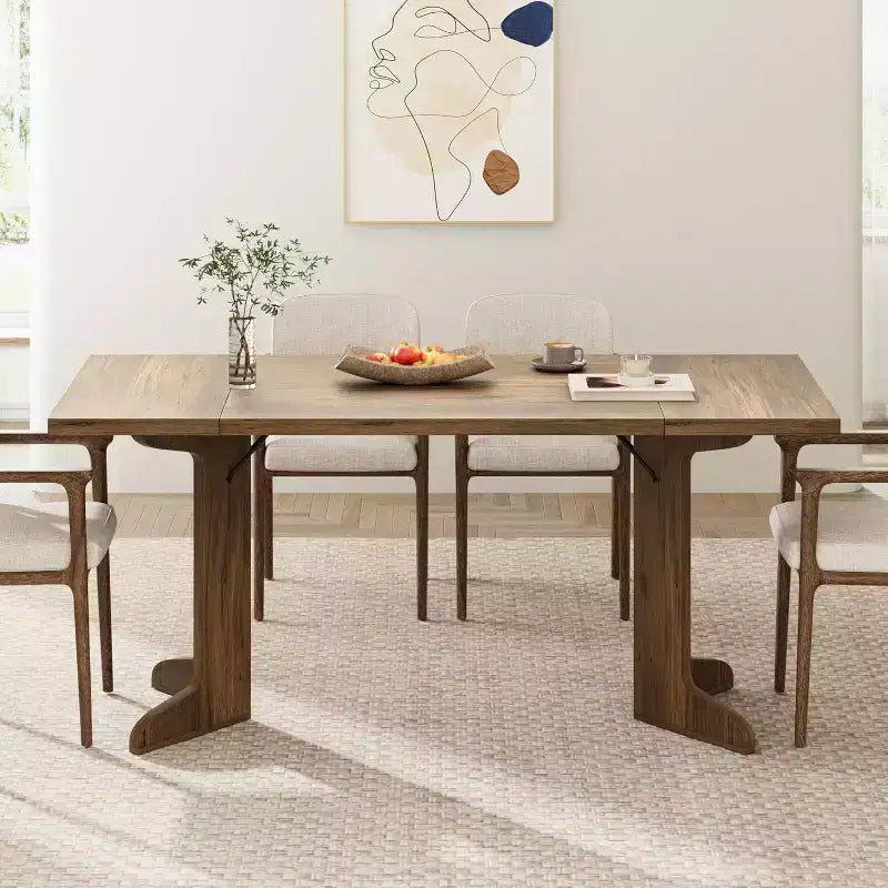 Tavolo da pranzo da 71" per 6-8 persone, tavolo da pranzo moderno con gambe in legno uniche, senza sedie