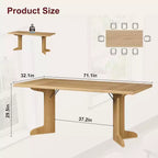Tavolo da pranzo da 71" per 6-8 persone, tavolo da pranzo moderno con gambe in legno uniche, senza sedie
