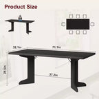 Tavolo da pranzo da 71" per 6-8 persone, tavolo da pranzo moderno con gambe in legno uniche, senza sedie