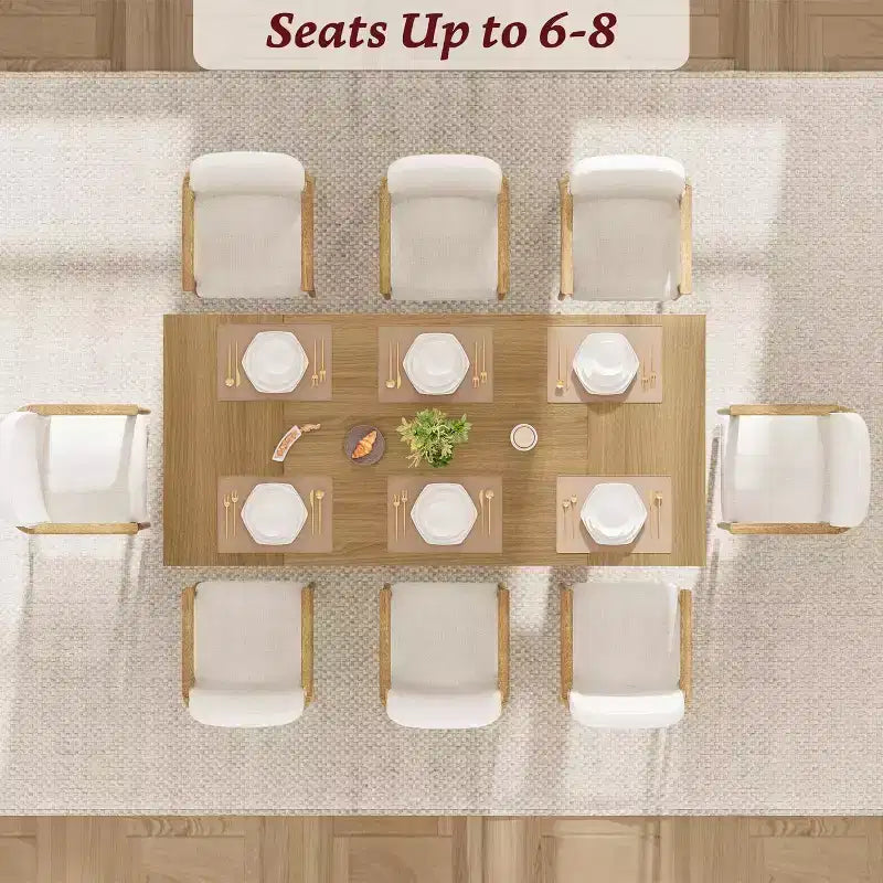 Tavolo da pranzo da 71" per 6-8 persone, tavolo da pranzo moderno con gambe in legno uniche, senza sedie