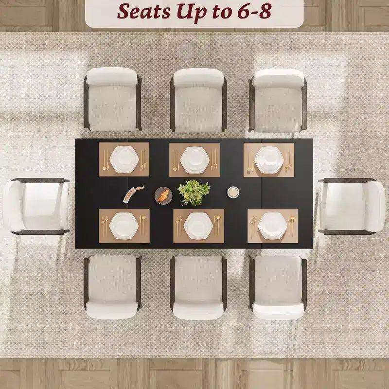 Tavolo da pranzo da 71" per 6-8 persone, tavolo da pranzo moderno con gambe in legno uniche, senza sedie