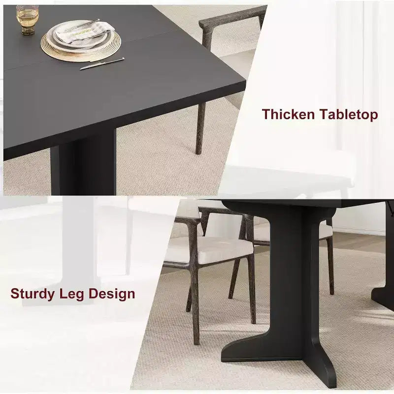 Tavolo da pranzo da 71" per 6-8 persone, tavolo da pranzo moderno con gambe in legno uniche, senza sedie