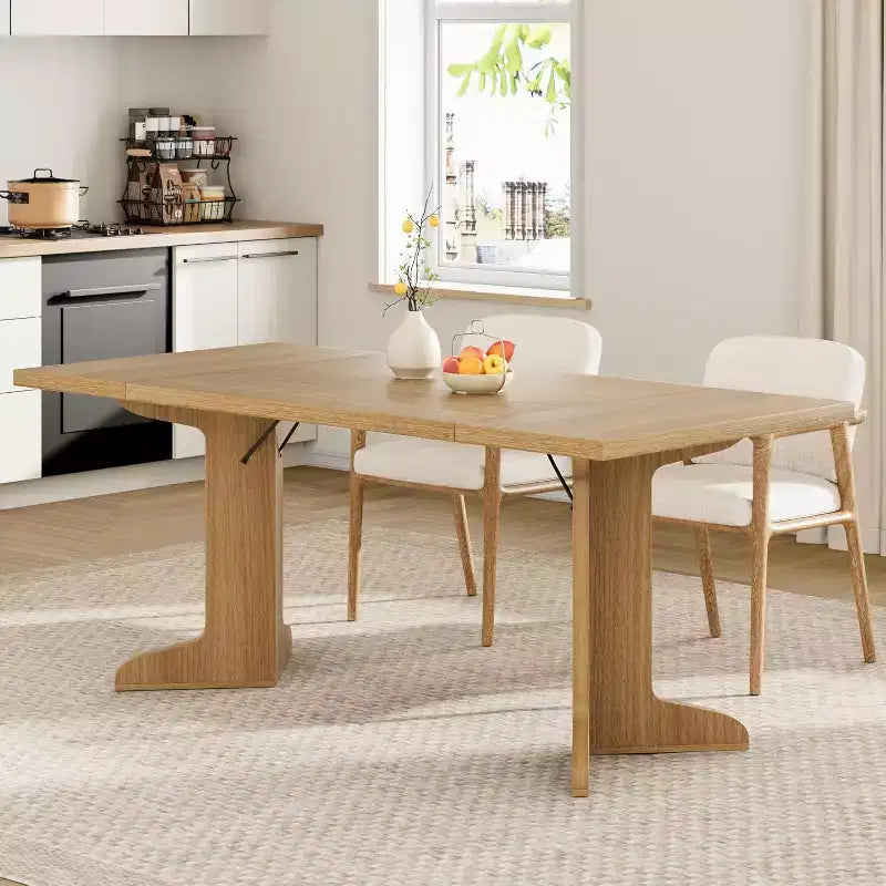 Tavolo da pranzo da 71" per 6-8 persone, tavolo da pranzo moderno con gambe in legno uniche, senza sedie