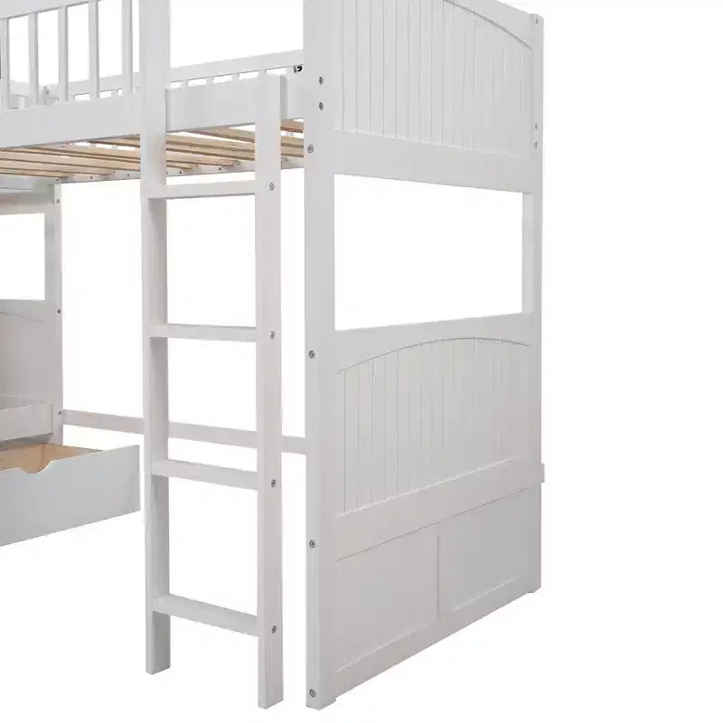 Letto a soppalco triplo Twin Sleeper con cassetti e area giochi, salvaspazio per bambini