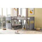 Letto a soppalco triplo Twin Sleeper con cassetti e area giochi, salvaspazio per bambini