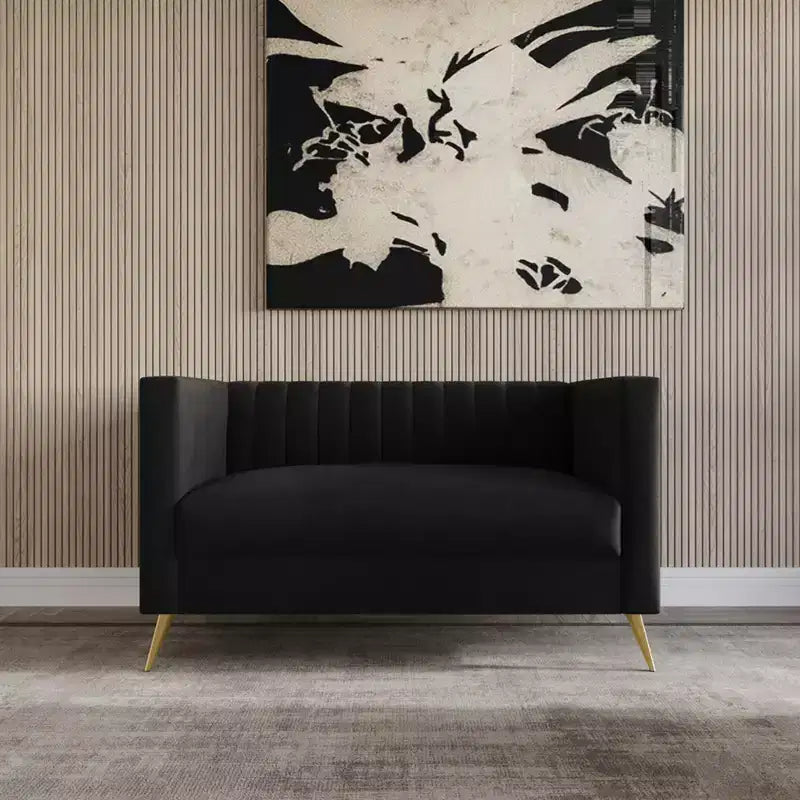 Home Design Weiss Velvet Square Arm Loveseat