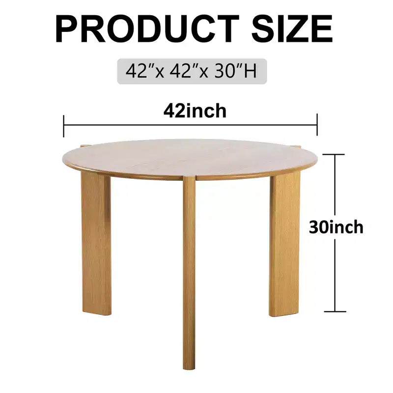 Tavolo da pranzo rotondo in legno massello da 42 pollici per sala da pranzo