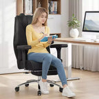 Sedia da Ufficio Ergonomica con Poggiapiedi e Braccioli – Altezza, Supporto Lombare e Nuca Regolabili, Nera
