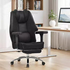 Sedia da Ufficio Ergonomica con Poggiapiedi e Braccioli – Altezza, Supporto Lombare e Nuca Regolabili, Nera