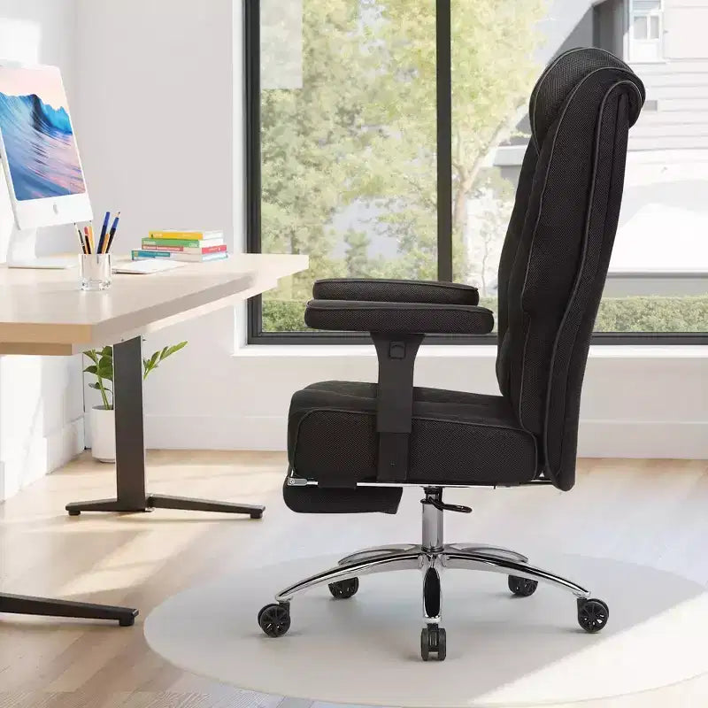Sedia da Ufficio Ergonomica con Poggiapiedi e Braccioli – Altezza, Supporto Lombare e Nuca Regolabili, Nera