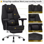 Sedia da Ufficio Ergonomica con Poggiapiedi e Braccioli – Altezza, Supporto Lombare e Nuca Regolabili, Nera