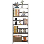 Libreria pieghevole a 5 ripiani – Scaffale organizer autoportante in metallo stile industriale per soggiorno o camera da letto, marrone
