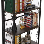 Libreria pieghevole a 5 ripiani – Scaffale organizer autoportante in metallo stile industriale per soggiorno o camera da letto, marrone
