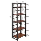 Libreria pieghevole a 5 ripiani – Scaffale organizer autoportante in metallo stile industriale per soggiorno o camera da letto, marrone