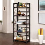 Libreria pieghevole a 5 ripiani – Scaffale organizer autoportante in metallo stile industriale per soggiorno o camera da letto, marrone