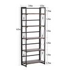 Libreria pieghevole a 5 ripiani – Scaffale organizer autoportante in metallo stile industriale per soggiorno o camera da letto, marrone
