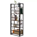 Libreria pieghevole a 5 ripiani – Scaffale organizer autoportante in metallo stile industriale per soggiorno o camera da letto, marrone