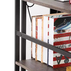 Libreria pieghevole a 5 ripiani – Scaffale organizer autoportante in metallo stile industriale per soggiorno o camera da letto, marrone