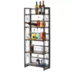Libreria pieghevole a 5 ripiani – Scaffale organizer autoportante in metallo stile industriale per soggiorno o camera da letto, marrone