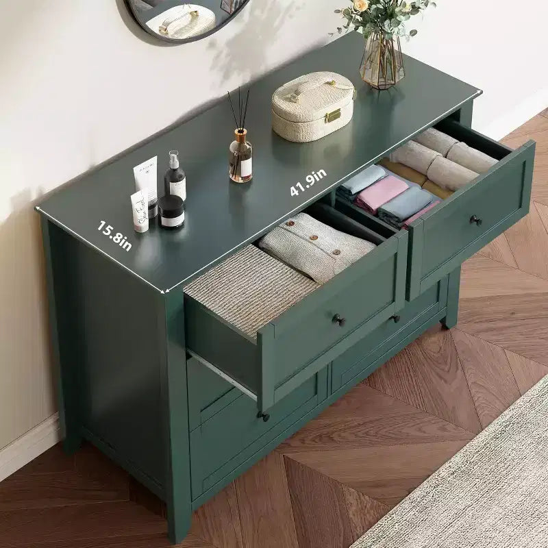 Cassettiera alta a 6 cassetti – Comò contenitore moderno stile rustico per camera da letto, armadio e soggiorno, verde