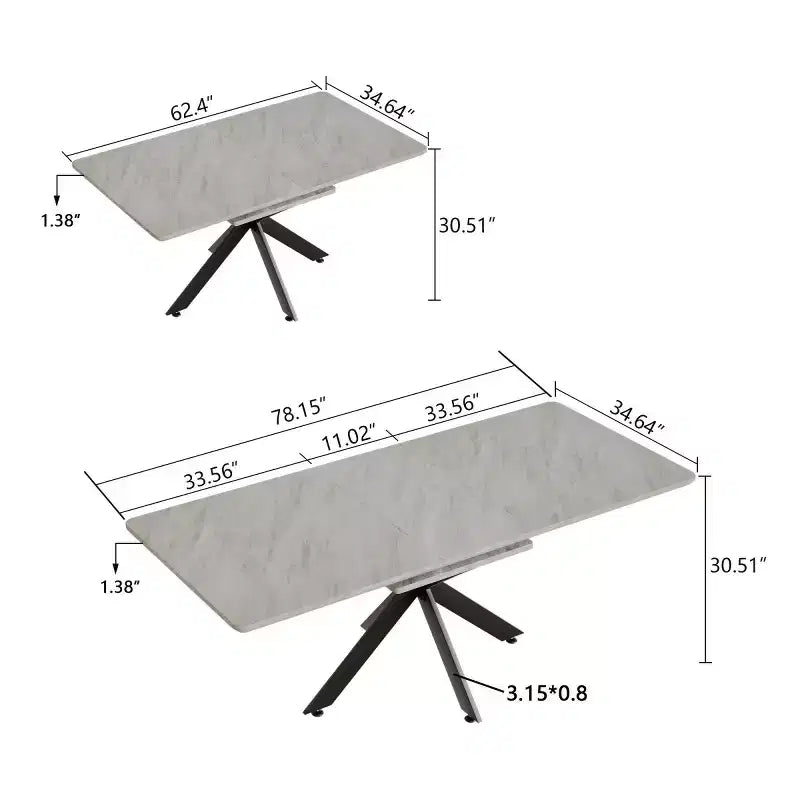 Tavolo da Pranzo Allungabile Moderno con Base in Metallo Nero – Posti a sedere fino a 8, da 157 cm a 198 cm