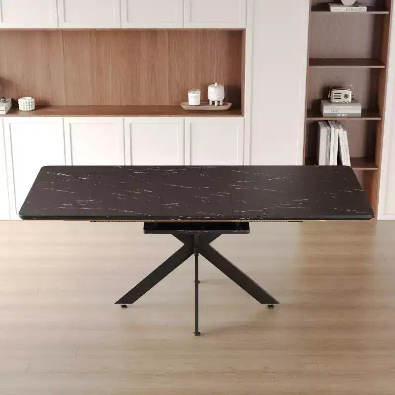 Tavolo da Pranzo Allungabile Moderno con Base in Metallo Nero – Posti a sedere fino a 8, da 157 cm a 198 cm