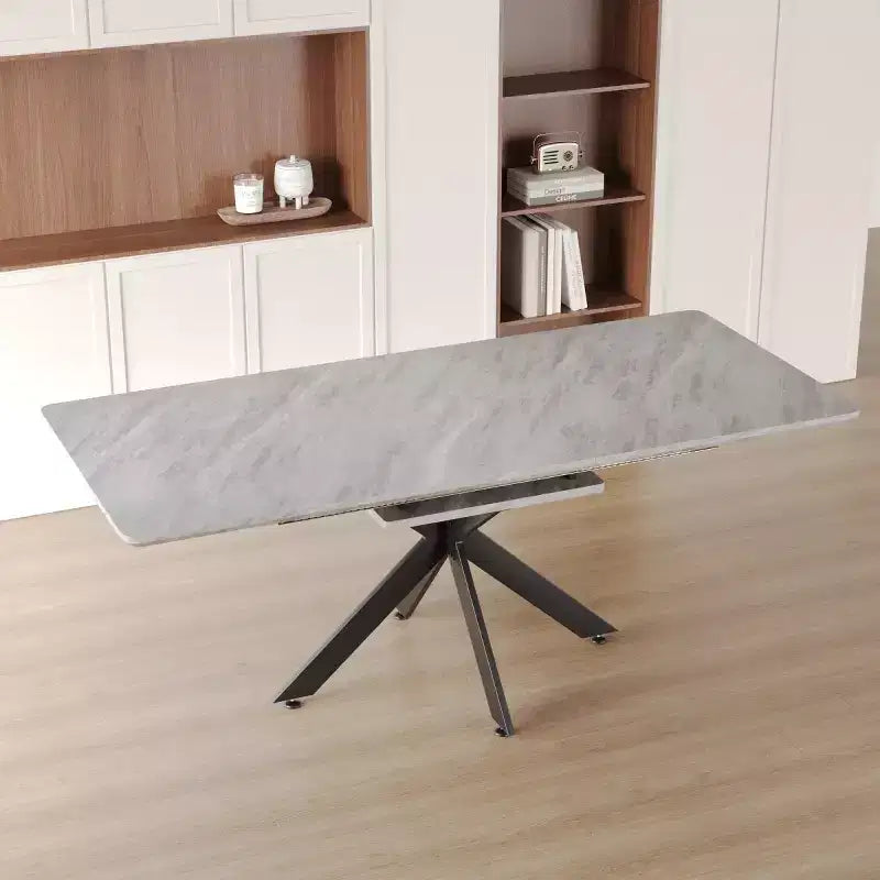 Tavolo da Pranzo Allungabile Moderno con Base in Metallo Nero – Posti a sedere fino a 8, da 157 cm a 198 cm