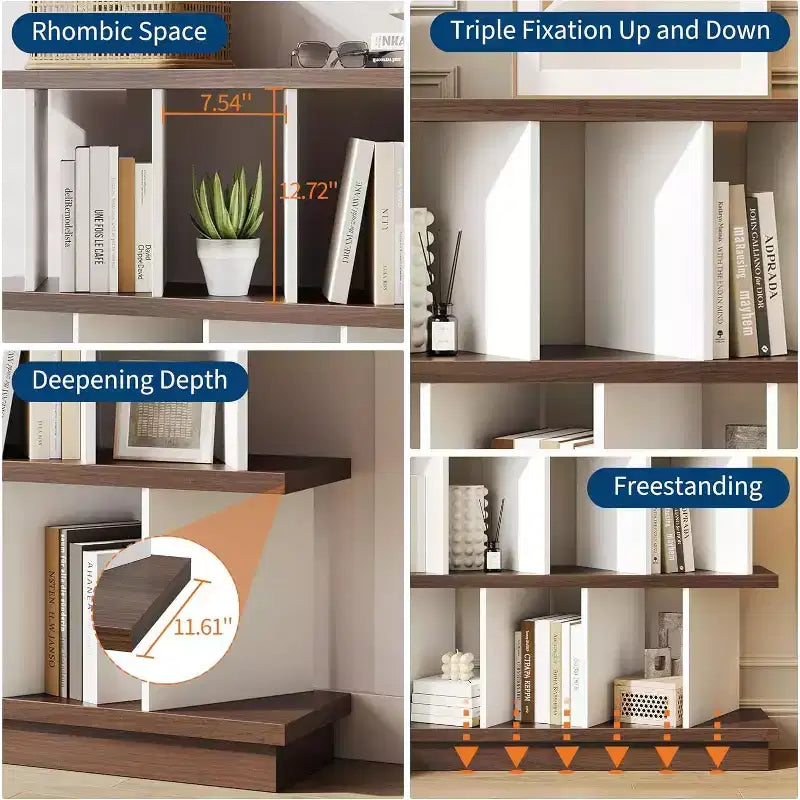Libreria Bassa a 8 Cubi - Mobile TV in Legno con Pannelli Posteriori Rimovibili, Scaffale Moderno per Soggiorno, Camera da Letto