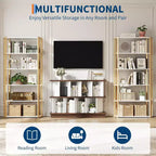Libreria Bassa a 8 Cubi - Mobile TV in Legno con Pannelli Posteriori Rimovibili, Scaffale Moderno per Soggiorno, Camera da Letto
