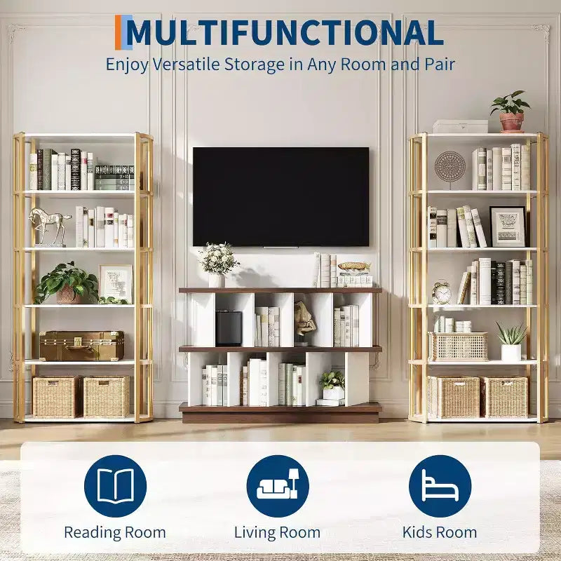 Libreria Bassa a 8 Cubi - Mobile TV in Legno con Pannelli Posteriori Rimovibili, Scaffale Moderno per Soggiorno, Camera da Letto