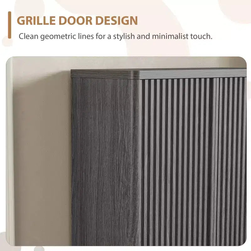 Scarpiera da 80 cm con ripiani regolabili, mobile portascarpe in legno con ante scanalate per ingresso e soggiorno