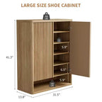Scarpiera da 80 cm con ripiani regolabili, mobile portascarpe in legno con ante scanalate per ingresso e soggiorno