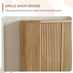 Scarpiera da 80 cm con ripiani regolabili, mobile portascarpe in legno con ante scanalate per ingresso e soggiorno