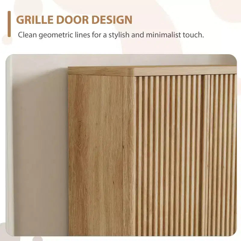 Scarpiera da 80 cm con ripiani regolabili, mobile portascarpe in legno con ante scanalate per ingresso e soggiorno