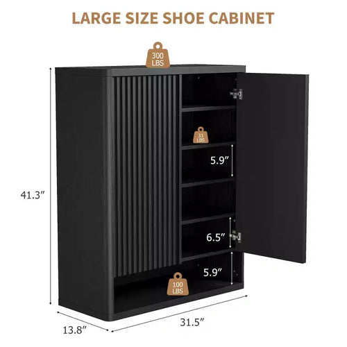 Scarpiera da 80 cm con ripiani regolabili, mobile portascarpe in legno con ante scanalate per ingresso e soggiorno