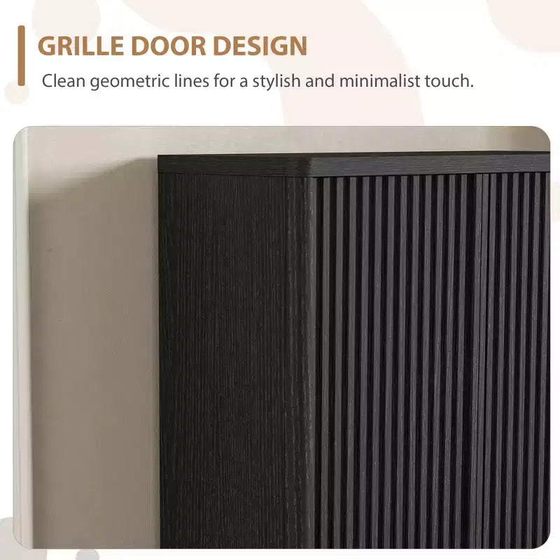 Scarpiera da 80 cm con ripiani regolabili, mobile portascarpe in legno con ante scanalate per ingresso e soggiorno