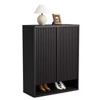 Scarpiera da 80 cm con ripiani regolabili, mobile portascarpe in legno con ante scanalate per ingresso e soggiorno