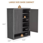 Scarpiera da 80 cm con ripiani regolabili, mobile portascarpe in legno con ante scanalate per ingresso e soggiorno