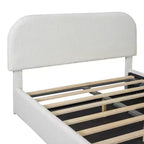 Letto con piattaforma imbottito in pile Teddy a grandezza naturale con sistema di stoccaggio idraulico – Capacità 272 kg
