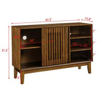 Madia e mobile TV moderno di metà secolo da 47" – Credenza con ante scorrevoli a persiana e gambe in legno massello