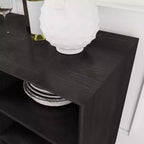 Madia e mobile TV moderno di metà secolo da 47" – Credenza con ante scorrevoli a persiana e gambe in legno massello